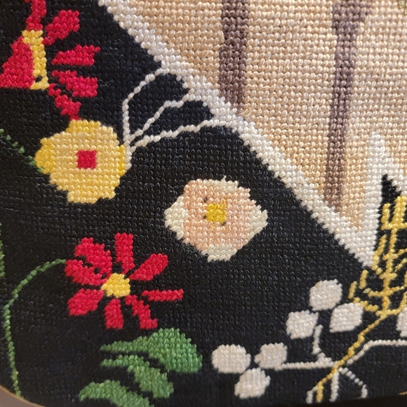 VTG Patricia Smith 1980 Needlepoint Moon Bag With Handpainted Lacquered Flap - Picture 3 of 15